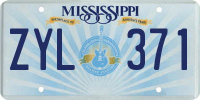 MS license plate ZYL371