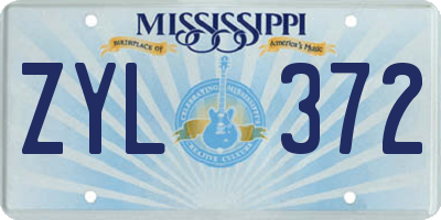 MS license plate ZYL372