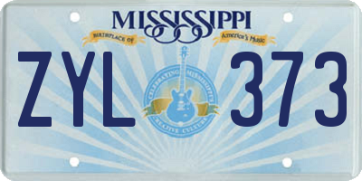 MS license plate ZYL373