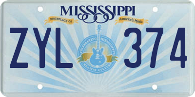 MS license plate ZYL374