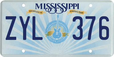 MS license plate ZYL376