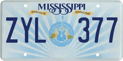 MS license plate ZYL377