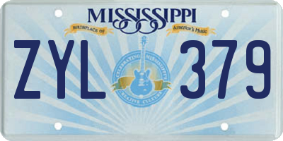 MS license plate ZYL379