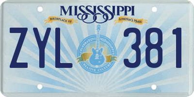 MS license plate ZYL381