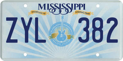 MS license plate ZYL382
