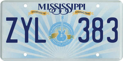 MS license plate ZYL383