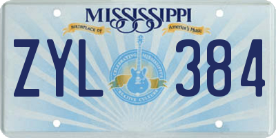MS license plate ZYL384