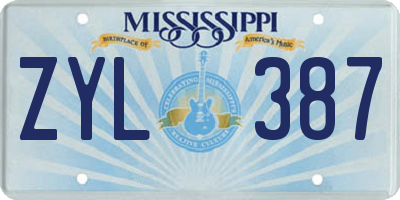 MS license plate ZYL387