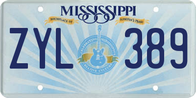 MS license plate ZYL389