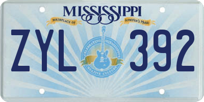 MS license plate ZYL392