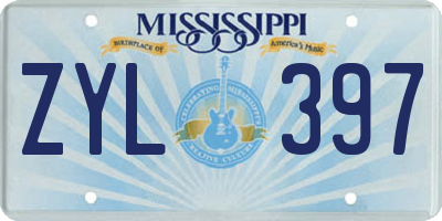 MS license plate ZYL397