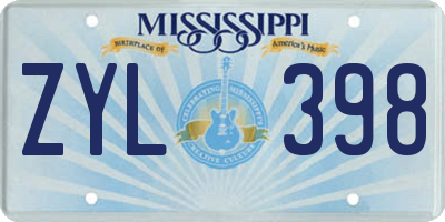 MS license plate ZYL398