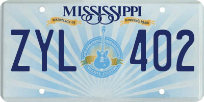 MS license plate ZYL402