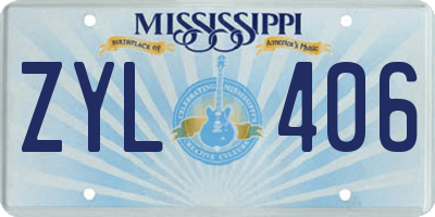 MS license plate ZYL406