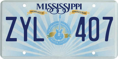 MS license plate ZYL407
