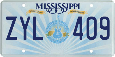MS license plate ZYL409