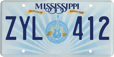 MS license plate ZYL412