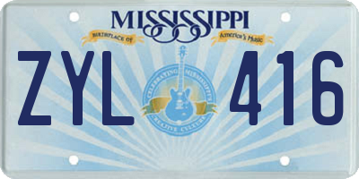 MS license plate ZYL416