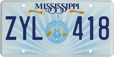 MS license plate ZYL418