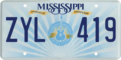 MS license plate ZYL419