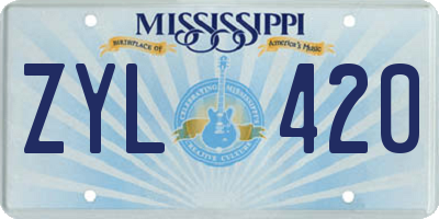 MS license plate ZYL420