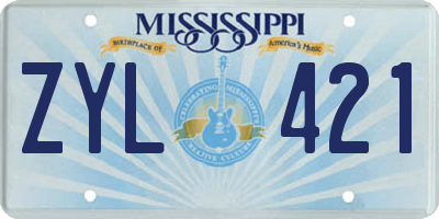 MS license plate ZYL421