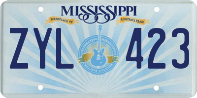MS license plate ZYL423