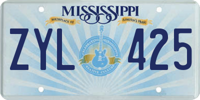 MS license plate ZYL425