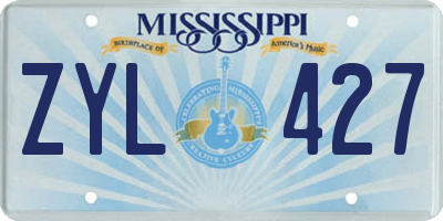 MS license plate ZYL427