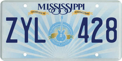 MS license plate ZYL428