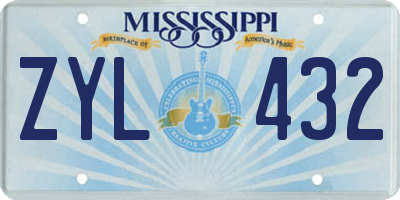 MS license plate ZYL432