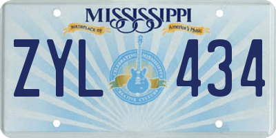 MS license plate ZYL434
