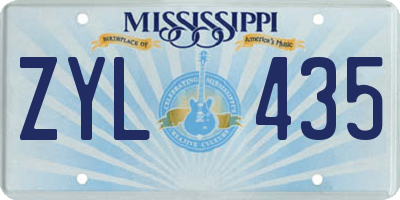 MS license plate ZYL435