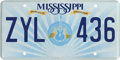MS license plate ZYL436