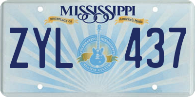 MS license plate ZYL437
