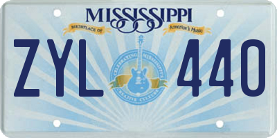 MS license plate ZYL440