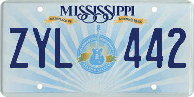 MS license plate ZYL442