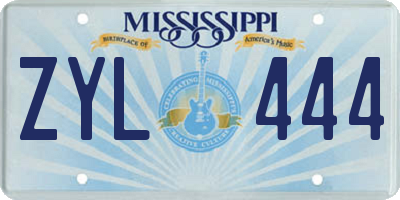 MS license plate ZYL444