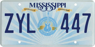 MS license plate ZYL447