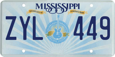 MS license plate ZYL449