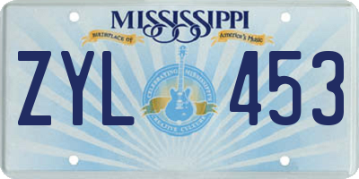 MS license plate ZYL453