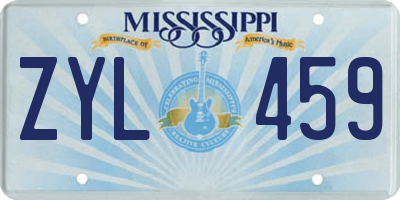 MS license plate ZYL459
