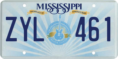 MS license plate ZYL461