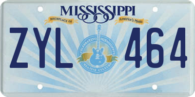 MS license plate ZYL464