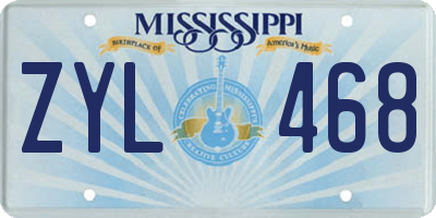 MS license plate ZYL468