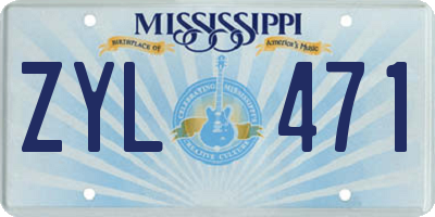 MS license plate ZYL471