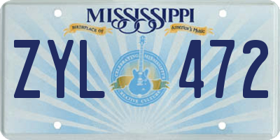 MS license plate ZYL472
