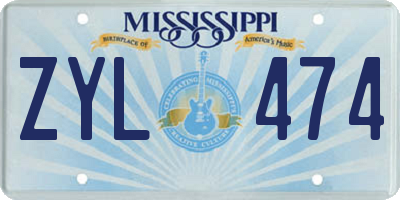 MS license plate ZYL474