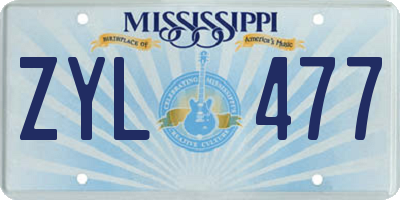 MS license plate ZYL477
