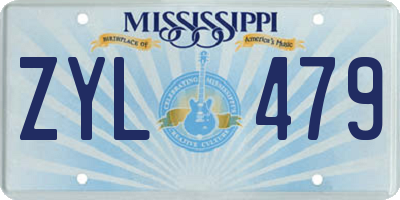 MS license plate ZYL479